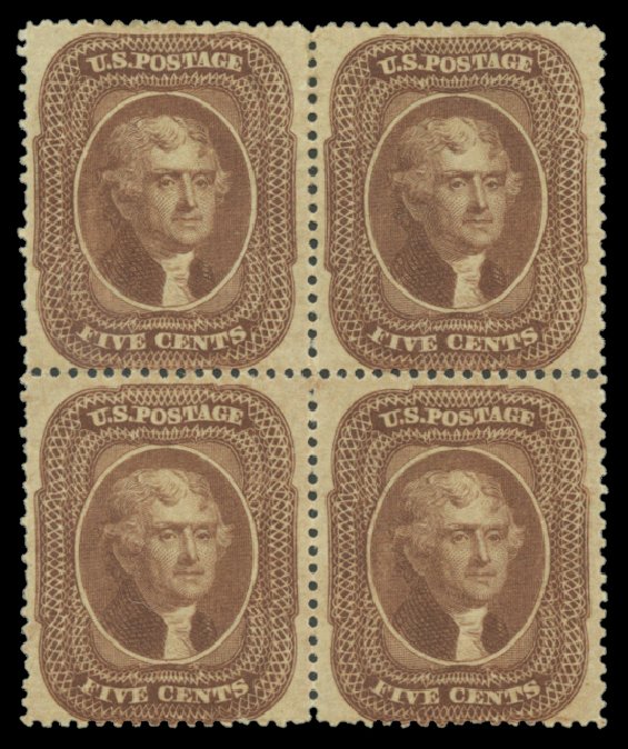 Cost of US Stamps Scott Catalogue 30: 5c 1861 Jefferson. H.R. Harmer, May 2014, Sale 3005, Lot 1065