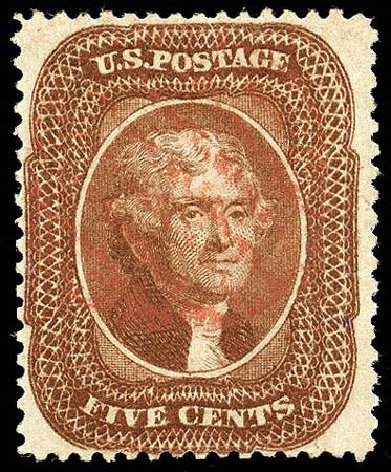 US Stamps Values Scott Catalog # 30: 5c 1861 Jefferson. Matthew Bennett International, Apr 2008, Sale 326, Lot 62