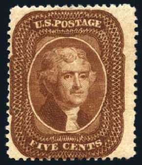 Price of US Stamp Scott Catalogue #30: 1861 5c Jefferson. Harmer-Schau Auction Galleries, Aug 2011, Sale 90, Lot 1142