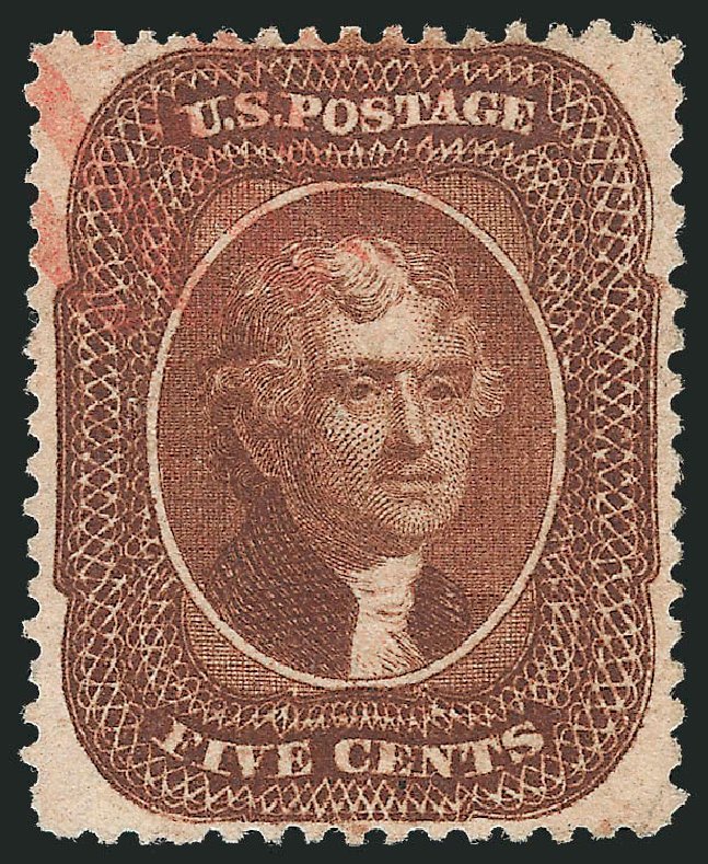 Cost of US Stamp Scott Cat. 30 - 5c 1861 Jefferson. Robert Siegel Auction Galleries, Jun 2012, Sale 1026, Lot 1182
