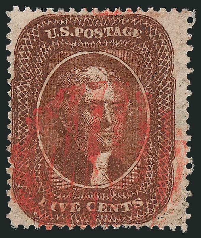 US Stamp Values Scott Catalogue 30: 1861 5c Jefferson. Robert Siegel Auction Galleries, Oct 2010, Sale 997, Lot 5262