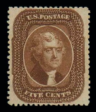 US Stamps Prices Scott #30 - 5c 1861 Jefferson. Matthew Bennett International, Dec 2007, Sale 324, Lot 1053