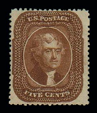 Values of US Stamp Scott 30 - 1861 5c Jefferson. Matthew Bennett International, Dec 2007, Sale 325, Lot 1463