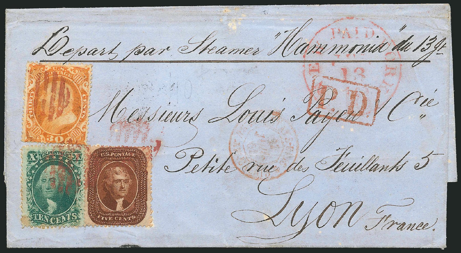 US Stamps Prices Scott Catalog 30 - 1861 5c Jefferson. Robert Siegel Auction Galleries, Mar 2012, Sale 1021, Lot 173