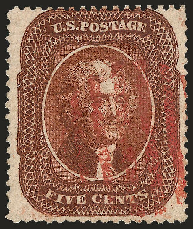 US Stamp Values Scott Catalog #30: 1861 5c Jefferson. Robert Siegel Auction Galleries, Sep 2009, Sale 976, Lot 1233