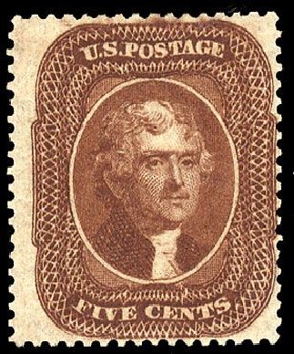 Price of US Stamp Scott Cat. 30: 1861 5c Jefferson. Cherrystone Auctions, Jan 2008, Sale 200801, Lot 1046