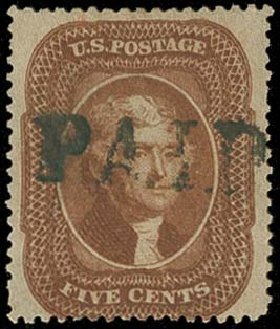 Price of US Stamp Scott Catalog 30 - 5c 1861 Jefferson. H.R. Harmer, Oct 2014, Sale 3006, Lot 1066