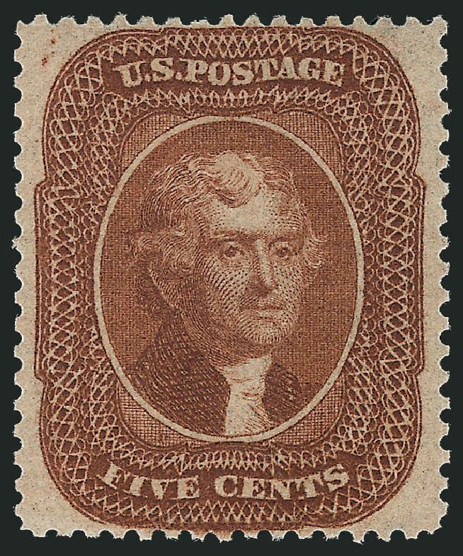 US Stamp Price Scott Cat. 30 - 5c 1861 Jefferson. Robert Siegel Auction Galleries, Nov 2013, Sale 1061, Lot 3436