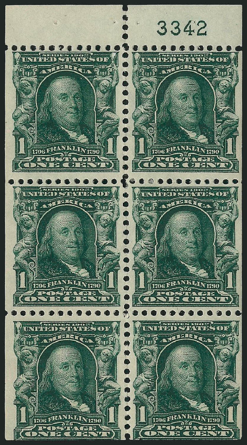 Price of US Stamps Scott Catalog 300: 1c 1903 Franklin. Robert Siegel Auction Galleries, Jun 2010, Sale 991, Lot 1041