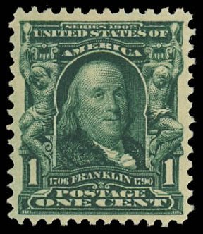 Cost of US Stamp Scott 300 - 1903 1c Franklin. Daniel Kelleher Auctions, Oct 2012, Sale 632, Lot 1224