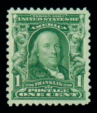 Values of US Stamp Scott Catalogue # 300 - 1c 1903 Franklin. Matthew Bennett International, Oct 2007, Sale 320, Lot 536
