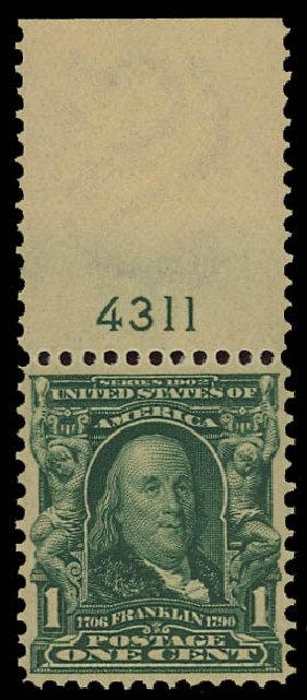 Value of US Stamp Scott Cat. #300: 1903 1c Franklin. Daniel Kelleher Auctions, Apr 2012, Sale 629, Lot 286