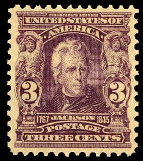 US Stamps Value Scott #302: 3c 1903 Jackson. Daniel Kelleher Auctions, Dec 2012, Sale 633, Lot 527