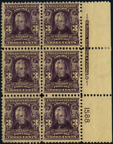 US Stamps Price Scott #302 - 1903 3c Jackson. Harmer-Schau Auction Galleries, Oct 2011, Sale 91, Lot 264