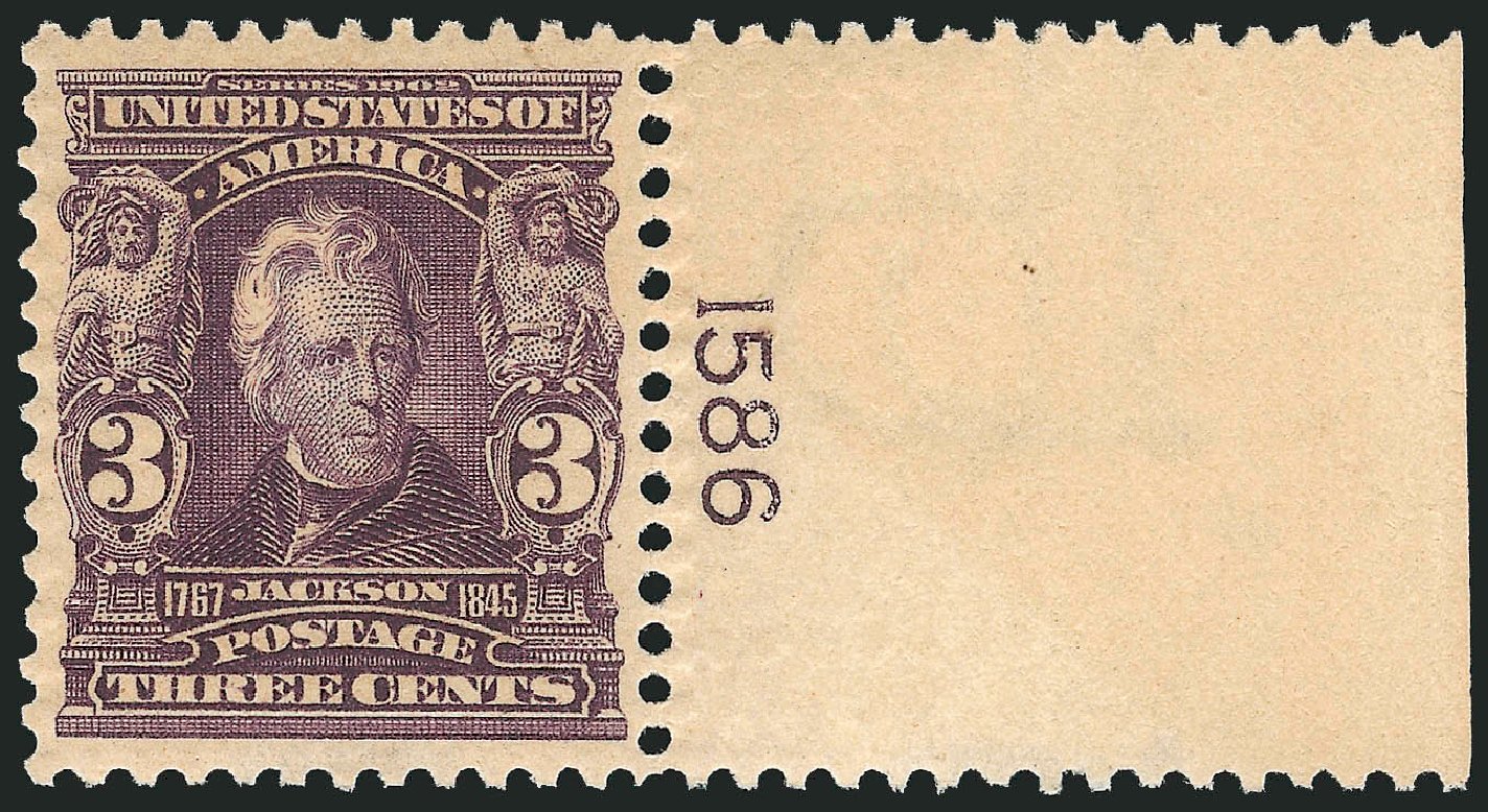 Values of US Stamps Scott Catalogue 302: 1903 3c Jackson. Robert Siegel Auction Galleries, Mar 2012, Sale 1019, Lot 674