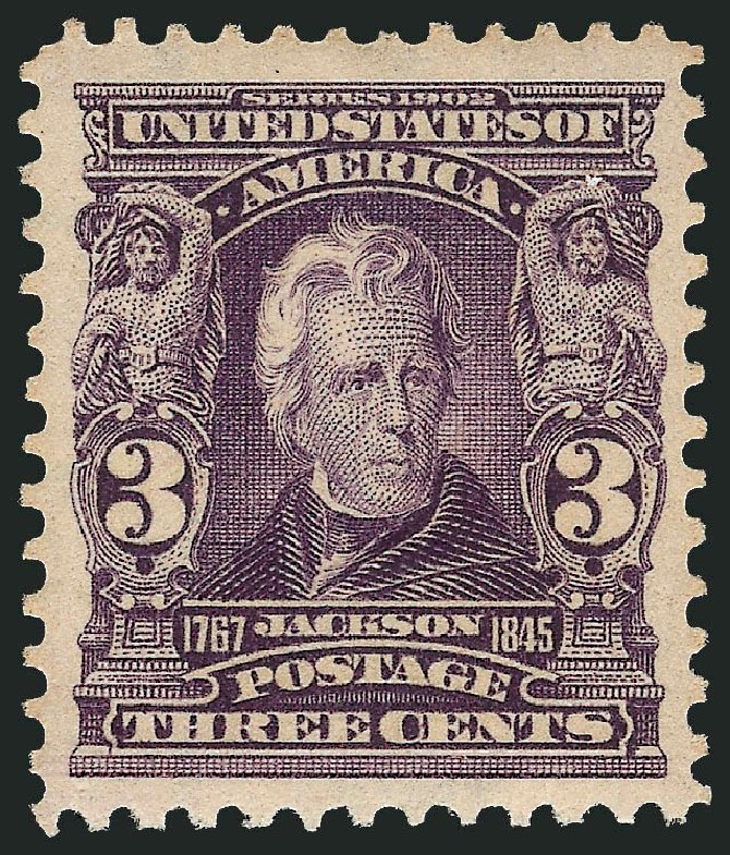 US Stamps Values Scott #302 - 3c 1903 Jackson. Robert Siegel Auction Galleries, Sep 2009, Sale 968B, Lot 374