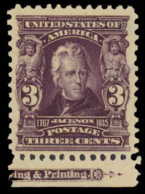 Costs of US Stamps Scott 302 - 3c 1903 Jackson. Daniel Kelleher Auctions, Jun 2012, Sale 630, Lot 1695