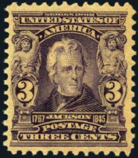 US Stamps Value Scott Catalogue # 302: 1903 3c Jackson. Harmer-Schau Auction Galleries, Aug 2012, Sale 94, Lot 1463