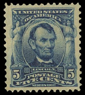 US Stamp Prices Scott Catalog # 304 - 5c 1903 Lincoln. Daniel Kelleher Auctions, Oct 2012, Sale 632, Lot 1227