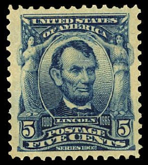 US Stamp Price Scott Catalogue #304 - 1903 5c Lincoln. Daniel Kelleher Auctions, Dec 2012, Sale 633, Lot 538