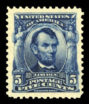 Values of US Stamps Scott # 304: 5c 1903 Lincoln. Cherrystone Auctions, Jul 2013, Sale 201307, Lot 109