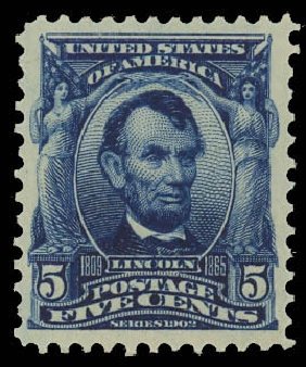 US Stamp Values Scott Catalog # 304 - 1903 5c Lincoln. Daniel Kelleher Auctions, Oct 2012, Sale 632, Lot 1226