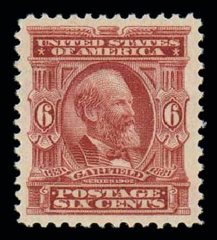Values of US Stamp Scott Cat. 305: 1903 6c Garfield. Matthew Bennett International, Oct 2007, Sale 322, Lot 2155