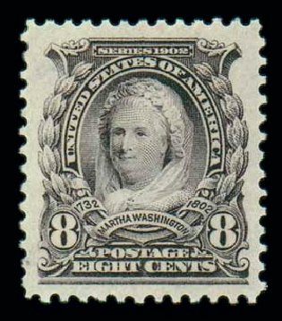 US Stamp Values Scott Catalog #306 - 1902 8c Martha Washington. Matthew Bennett International, Oct 2007, Sale 320, Lot 537