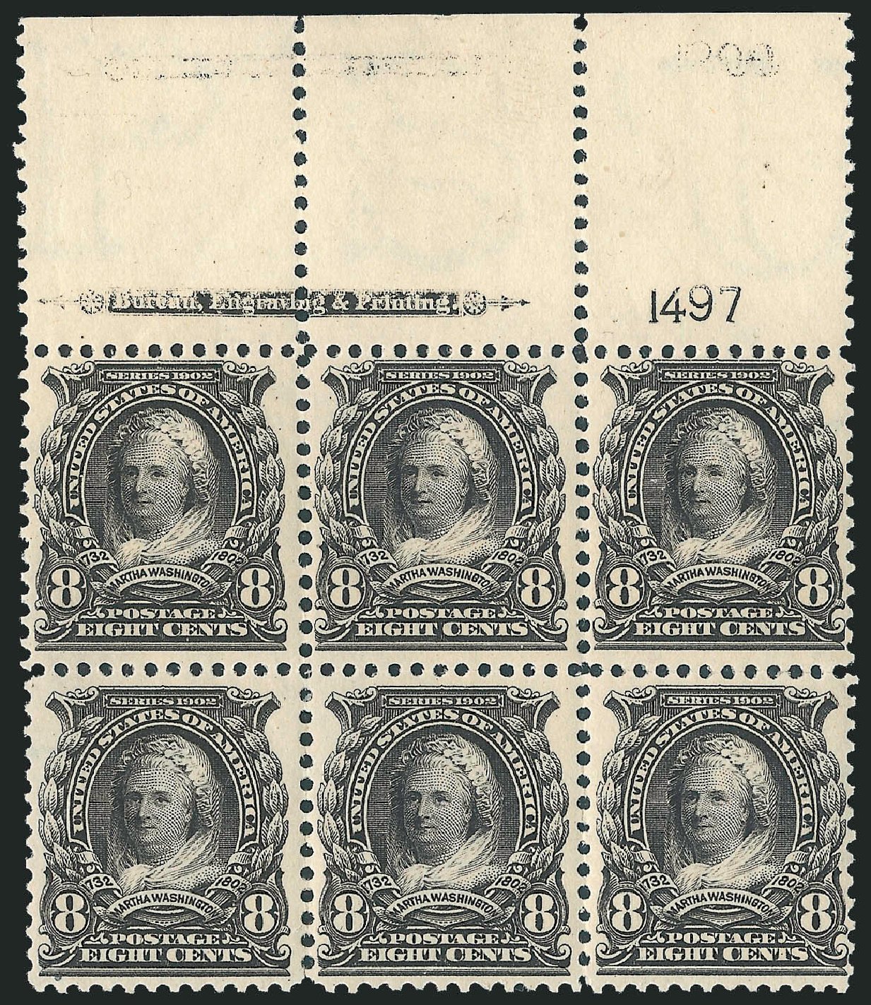 Values of US Stamp Scott Cat. 306 - 8c 1902 Martha Washington. Robert Siegel Auction Galleries, Oct 2011, Sale 1014, Lot 1728