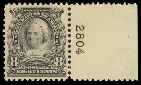 US Stamps Value Scott 306: 8c 1902 Martha Washington. Daniel Kelleher Auctions, Oct 2012, Sale 632, Lot 1229