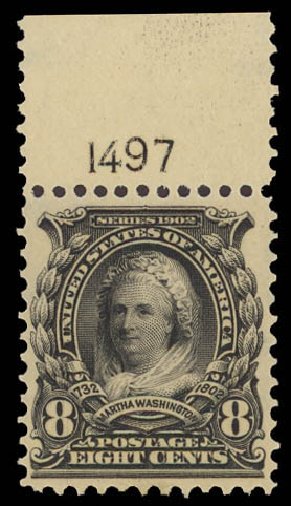Value of US Stamps Scott Catalogue 306: 8c 1902 Martha Washington. Daniel Kelleher Auctions, Aug 2012, Sale 631, Lot 1061