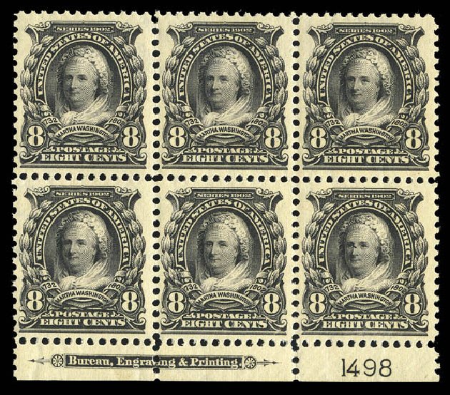 US Stamps Price Scott #306 - 1902 8c Martha Washington. Matthew Bennett International, Sep 2012, Sale 346, Lot 784