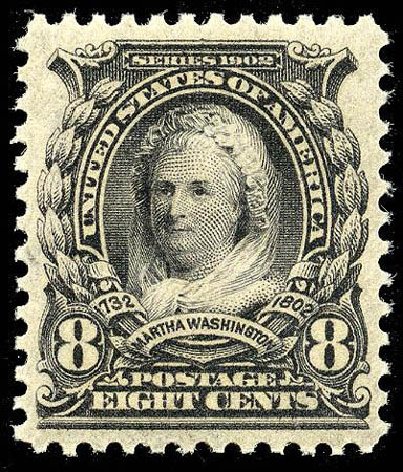 Cost of US Stamp Scott Catalogue 306: 1902 8c Martha Washington. Matthew Bennett International, Apr 2008, Sale 326, Lot 306
