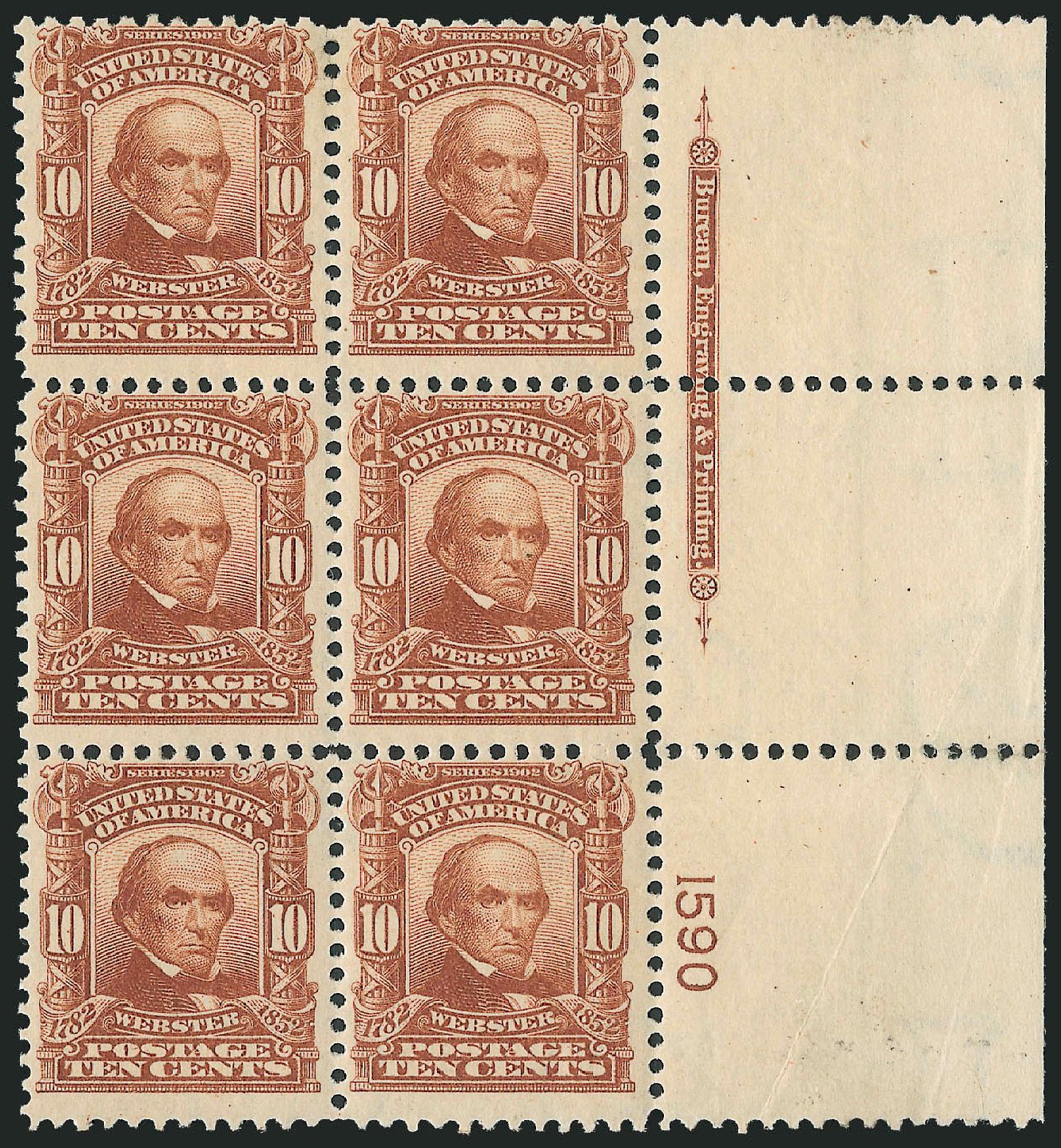 US Stamp Value Scott Catalogue 307 - 1903 10c Webster. Robert Siegel Auction Galleries, Oct 2010, Sale 997, Lot 5847