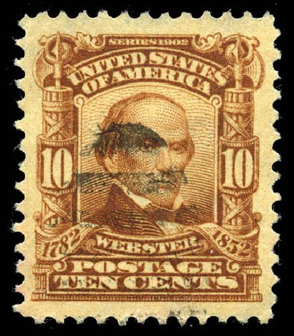 Value of US Stamp Scott #307: 10c 1903 Webster. Matthew Bennett International, Mar 2012, Sale 344, Lot 4488