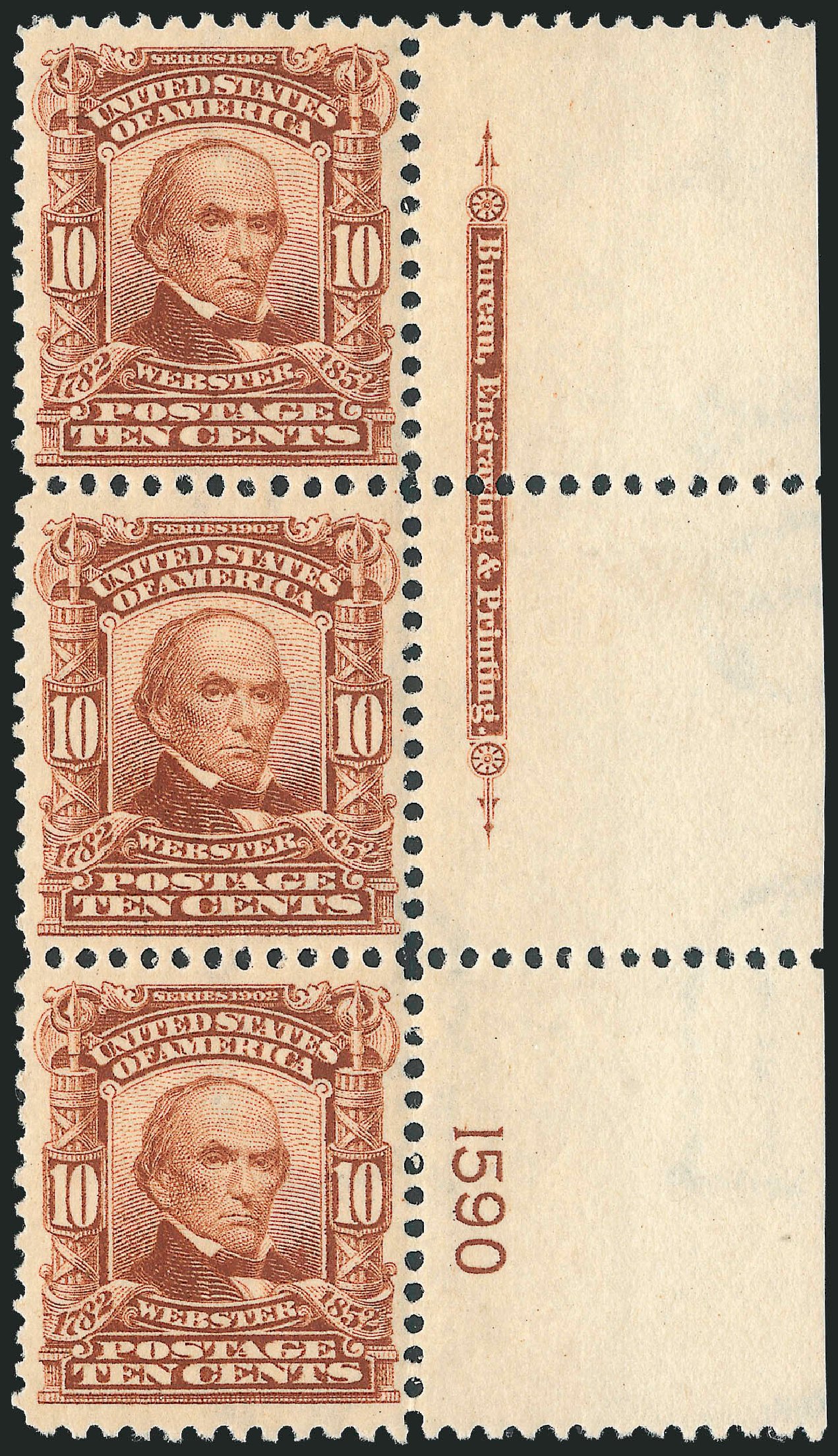 US Stamp Price Scott # 307: 10c 1903 Webster. Robert Siegel Auction Galleries, Oct 2011, Sale 1014, Lot 1729