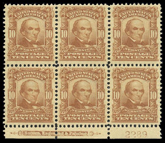Values of US Stamps Scott Catalogue #307 - 10c 1903 Webster. Matthew Bennett International, Sep 2010, Sale 331, Lot 680