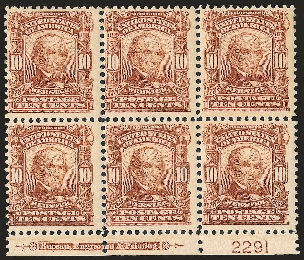 US Stamps Values Scott Cat. # 307 - 1903 10c Webster. Robert Siegel Auction Galleries, Apr 2010, Sale 984, Lot 745