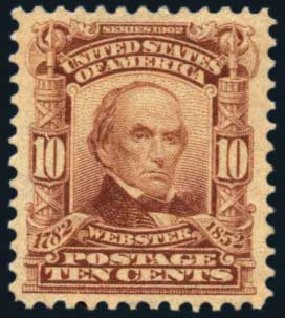 Value of US Stamp Scott Catalog #307 - 10c 1903 Webster. Harmer-Schau Auction Galleries, Nov 2014, Sale 103, Lot 122