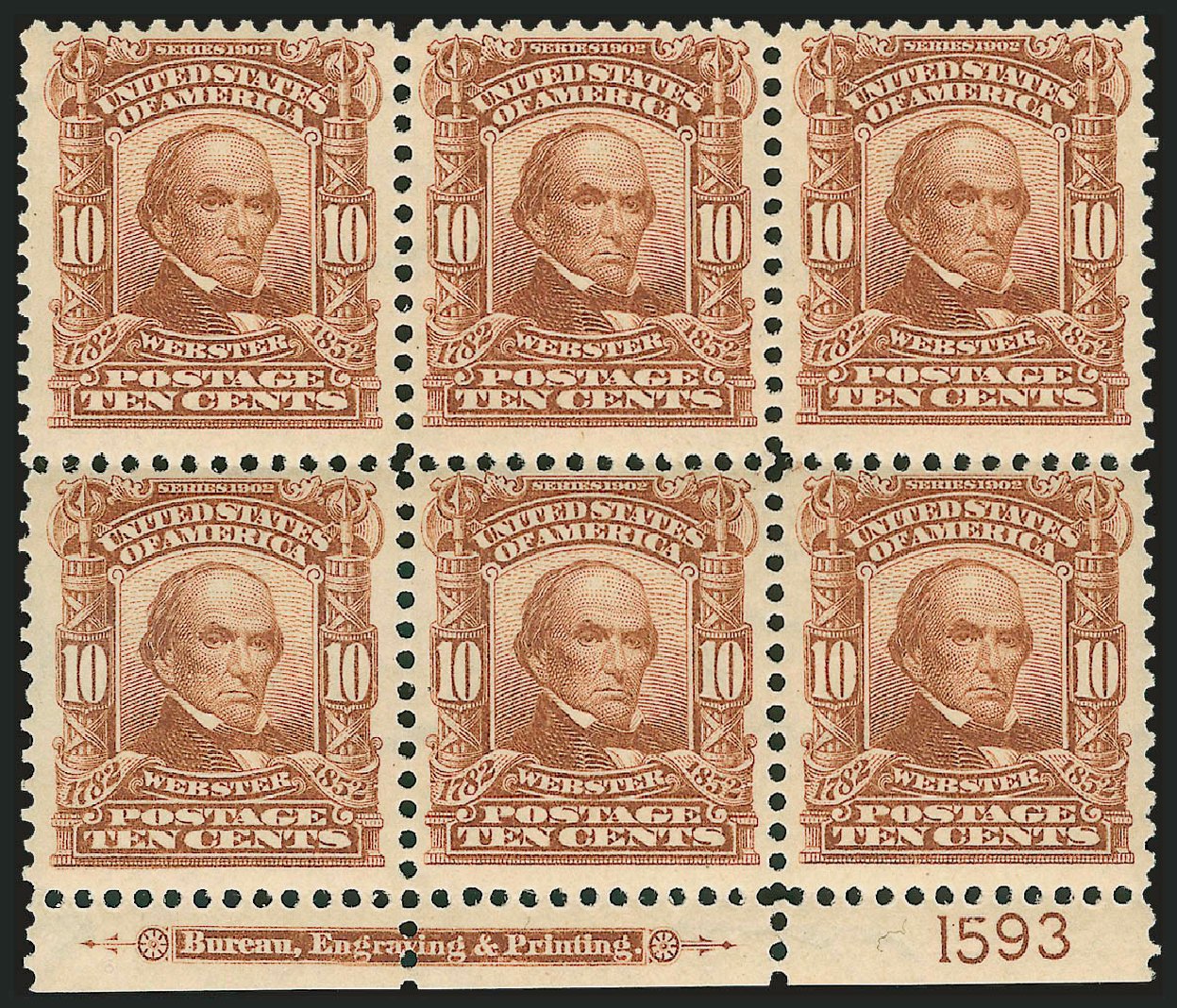 Values of US Stamp Scott Catalogue 307: 1903 10c Webster. Robert Siegel Auction Galleries, Dec 2009, Sale 982, Lot 5682