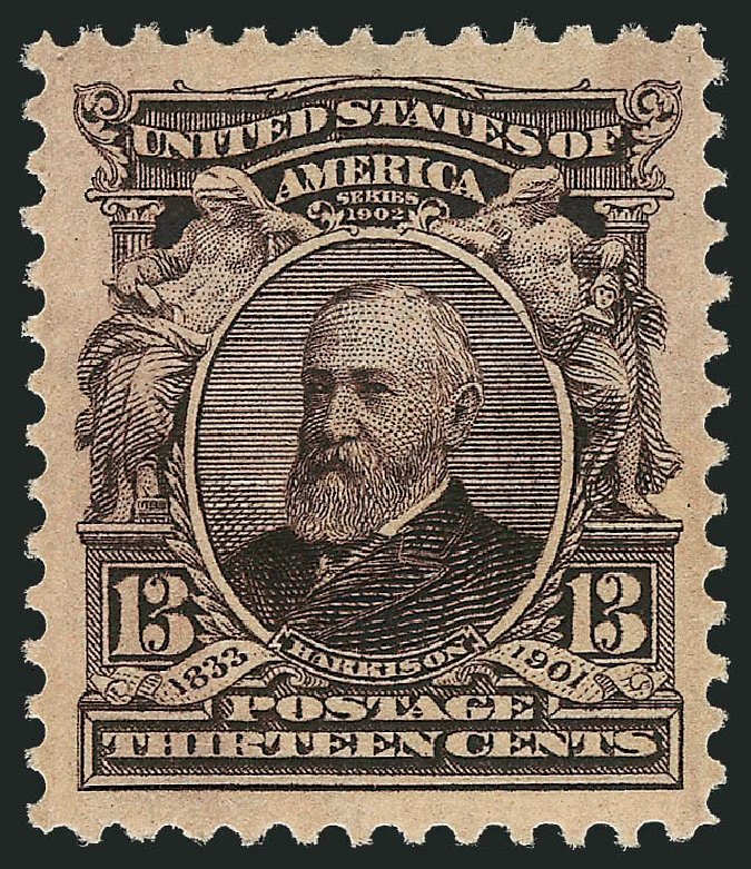 US Stamps Prices Scott Cat. #308: 1902 13c Harrison. Robert Siegel Auction Galleries, Oct 2010, Sale 997, Lot 5848
