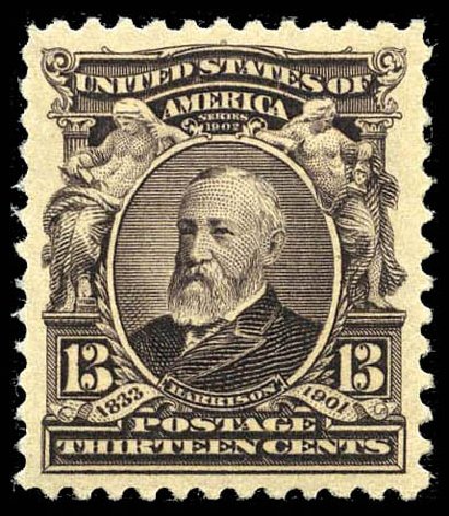 US Stamp Price Scott Cat. 308: 1902 13c Harrison. Matthew Bennett International, Feb 2012, Sale 340, Lot 389