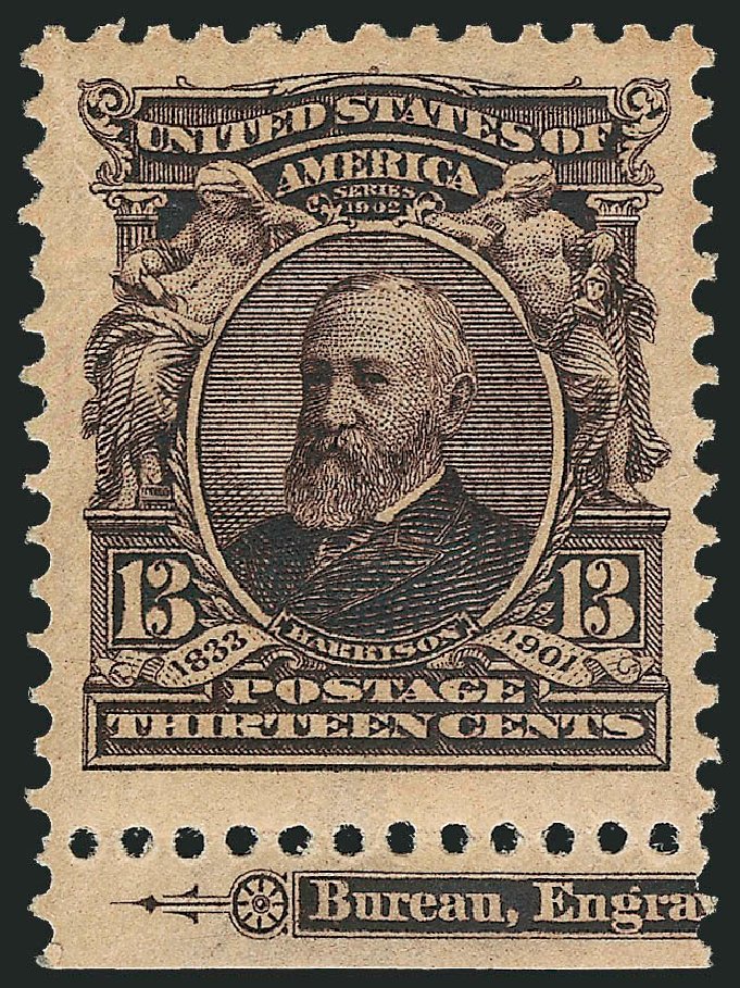 US Stamps Prices Scott Catalogue 308 - 1902 13c Harrison. Robert Siegel Auction Galleries, Sep 2009, Sale 968B, Lot 380