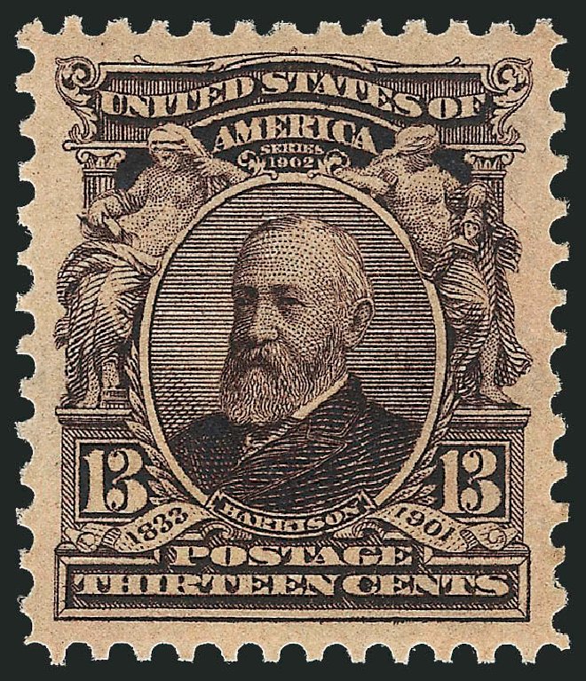 Values of US Stamps Scott Cat. #308: 1902 13c Harrison. Robert Siegel Auction Galleries, Dec 2010, Sale 1000, Lot 1185