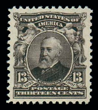 Prices of US Stamp Scott # 308: 13c 1902 Harrison. Matthew Bennett International, Oct 2007, Sale 322, Lot 2156