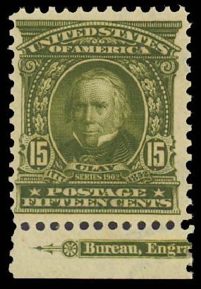Prices of US Stamp Scott 309 - 1903 15c Henry Clay. Daniel Kelleher Auctions, Jun 2012, Sale 630, Lot 1708