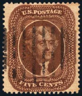 Prices of US Stamps Scott Catalogue #30A - 5c 1860 Jefferson. Harmer-Schau Auction Galleries, Jan 2014, Sale 100, Lot 437