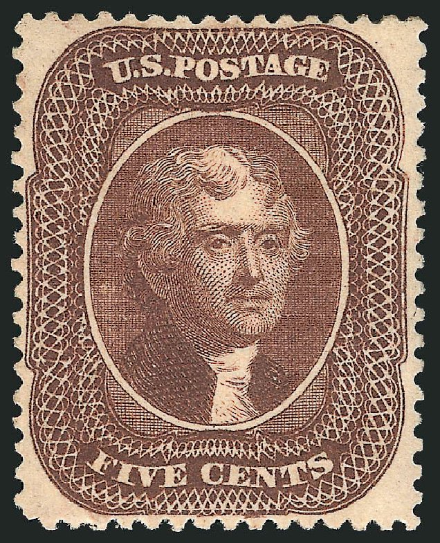 US Stamp Value Scott Cat. 30A: 1860 5c Jefferson. Robert Siegel Auction Galleries, Mar 2013, Sale 1040, Lot 1247