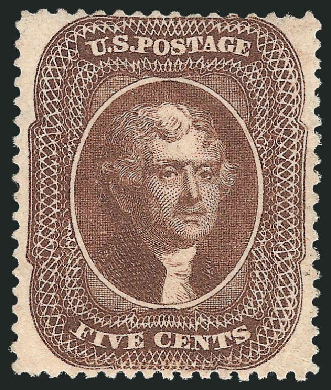 US Stamps Price Scott Cat. #30A: 5c 1860 Jefferson. Robert Siegel Auction Galleries, Dec 2009, Sale 982, Lot 5137