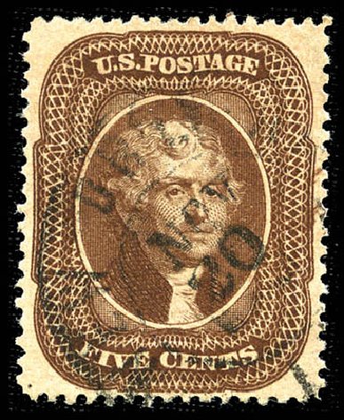 Values of US Stamps Scott Catalog 30A: 5c 1860 Jefferson. Matthew Bennett International, Feb 2012, Sale 340, Lot 118